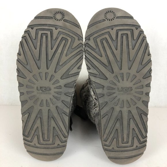 UGG Women's Size 9 Isla Grey Cable Knit Sweater Lace-Up Ankle Booties Boots - Picture 7 of 12